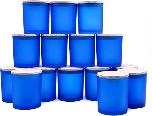 Miniatura 50 de Tarros de vela gruesos de 8 onzas para hacer velas, 15 unidades, tarros vacíos transparentes con tapas de madera para hacer velas, contenedor