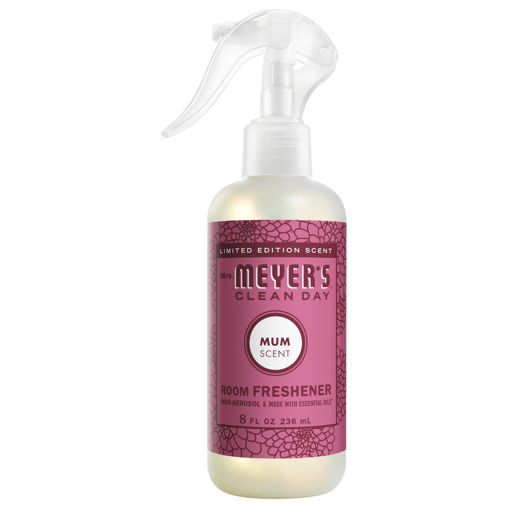 MRS. MEYER'S CLEAN DAY Room and Air Freshener Spray, Non-Aerosol Spray Bottle Infused with Essential Oils, Mum, 8 fl. oz