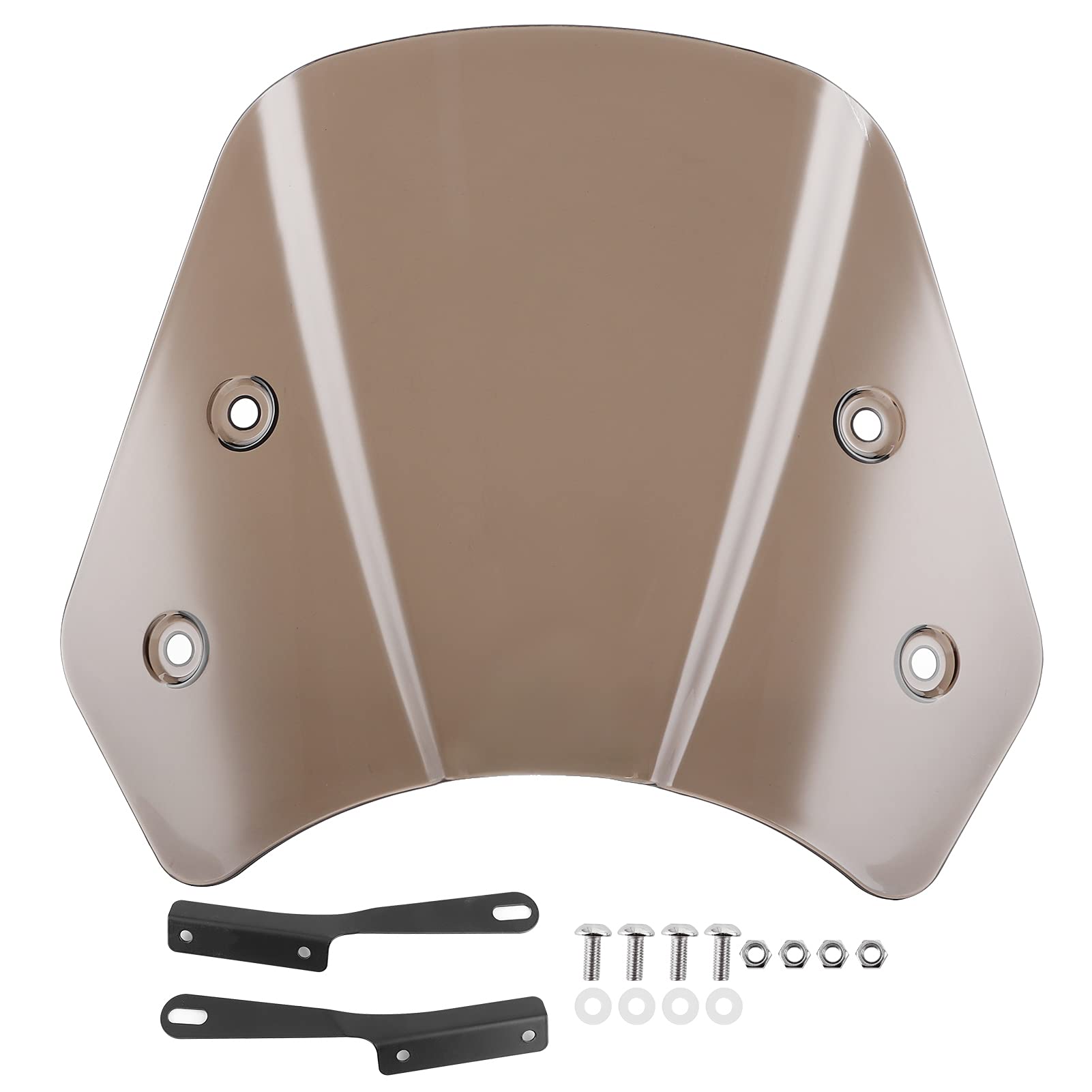 Retro motorfiets voorruit koplamp kuip voorruit spoiler voorruit uitbreiding deflector voor 5-7 inch voorvork universeel pc-materiaal (grijs