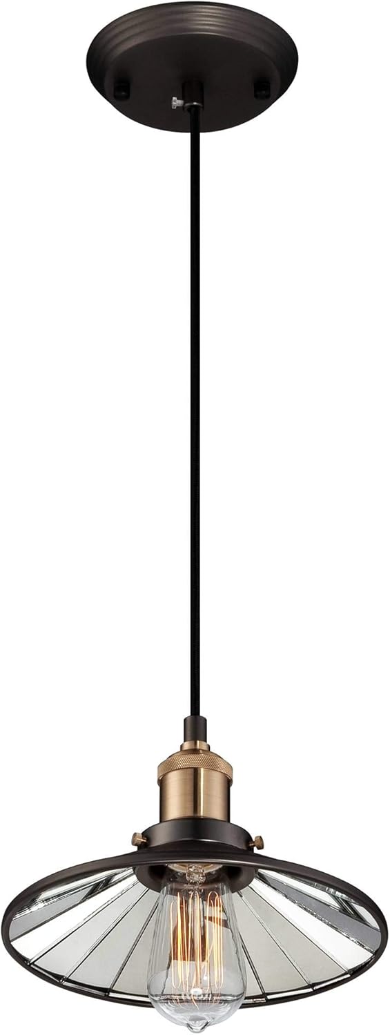 Franklin Iron Works Emile Oil Rubbed Bronze Antique Brass Mini Pendant Lighting 8 3/4" Wide Farmhouse Industrial Rustic LED Fixture for Dining Room Living House Home Foyer Kitchen Island Entryway