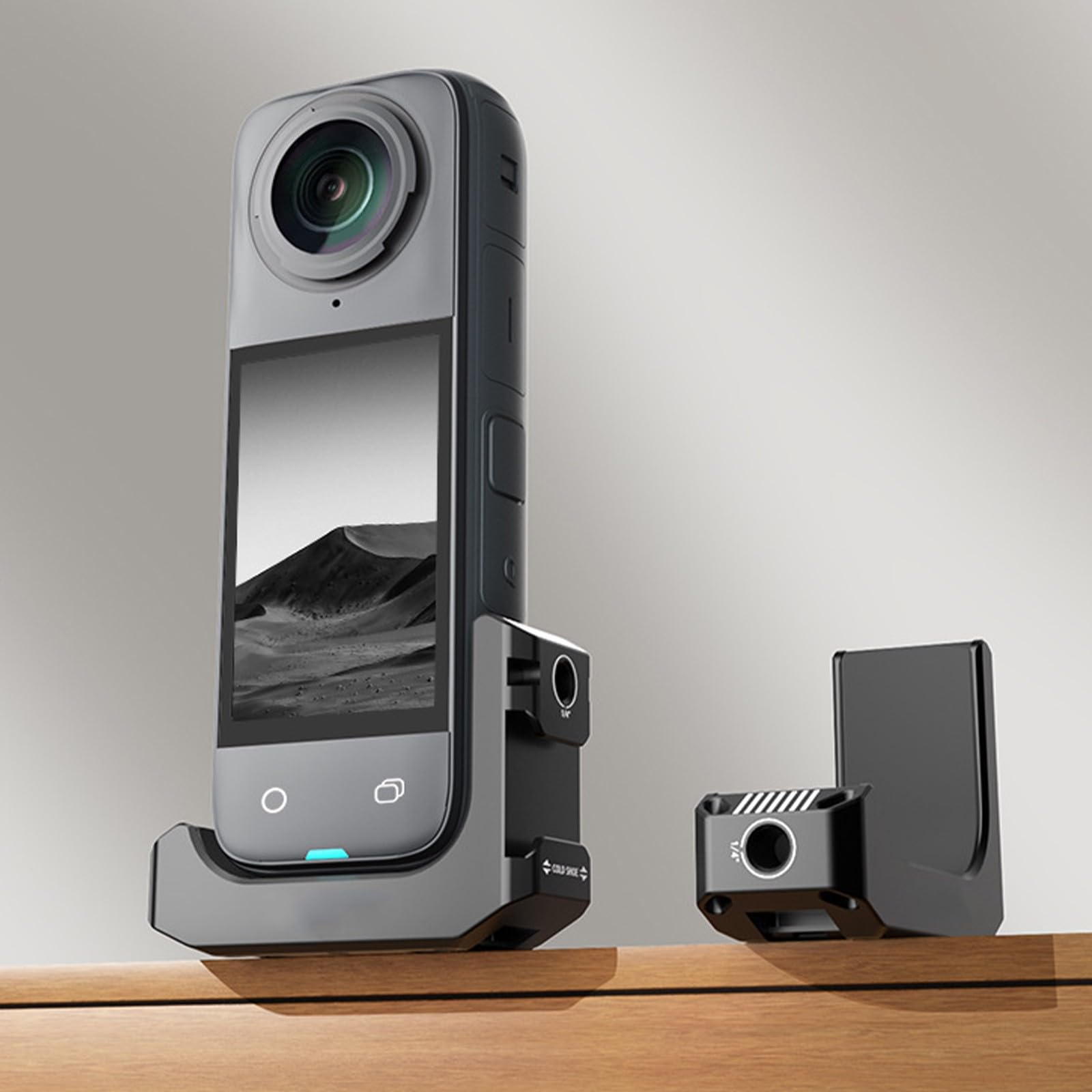 Soporte horizontal en forma de L para cámaras de acción compatibles con 360 grados
