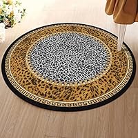 Tapis Rond Doux Et Antidérapant De 91 Cm - Collection Léopard - Pour Chambre à Coucher, Bureau, Cuisine, Salle à Manger, Salon, Buanderie