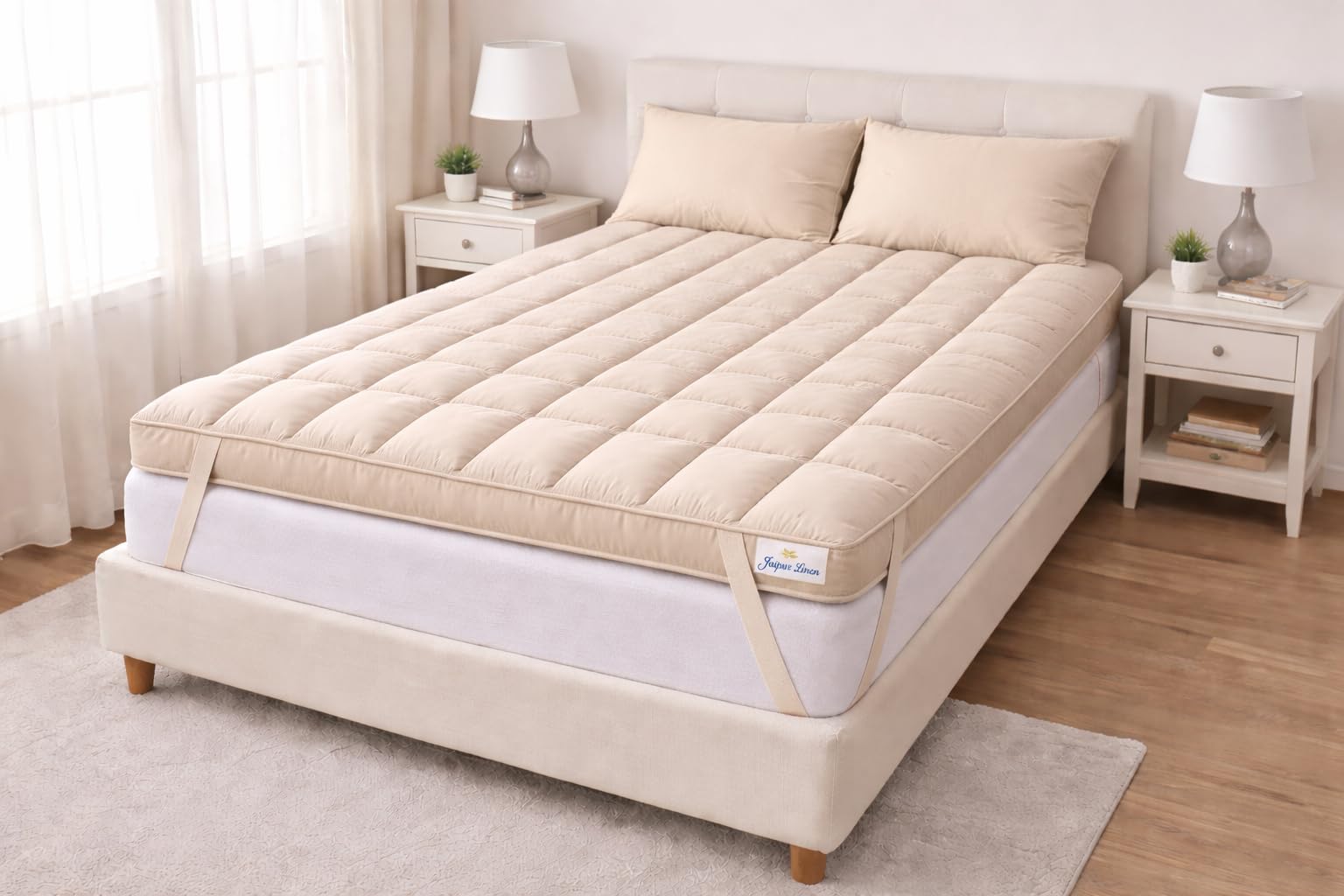 Double Size Bed 3000GSM Mattress Padding- 72 Inch X 75 Inch - Beige-image-39