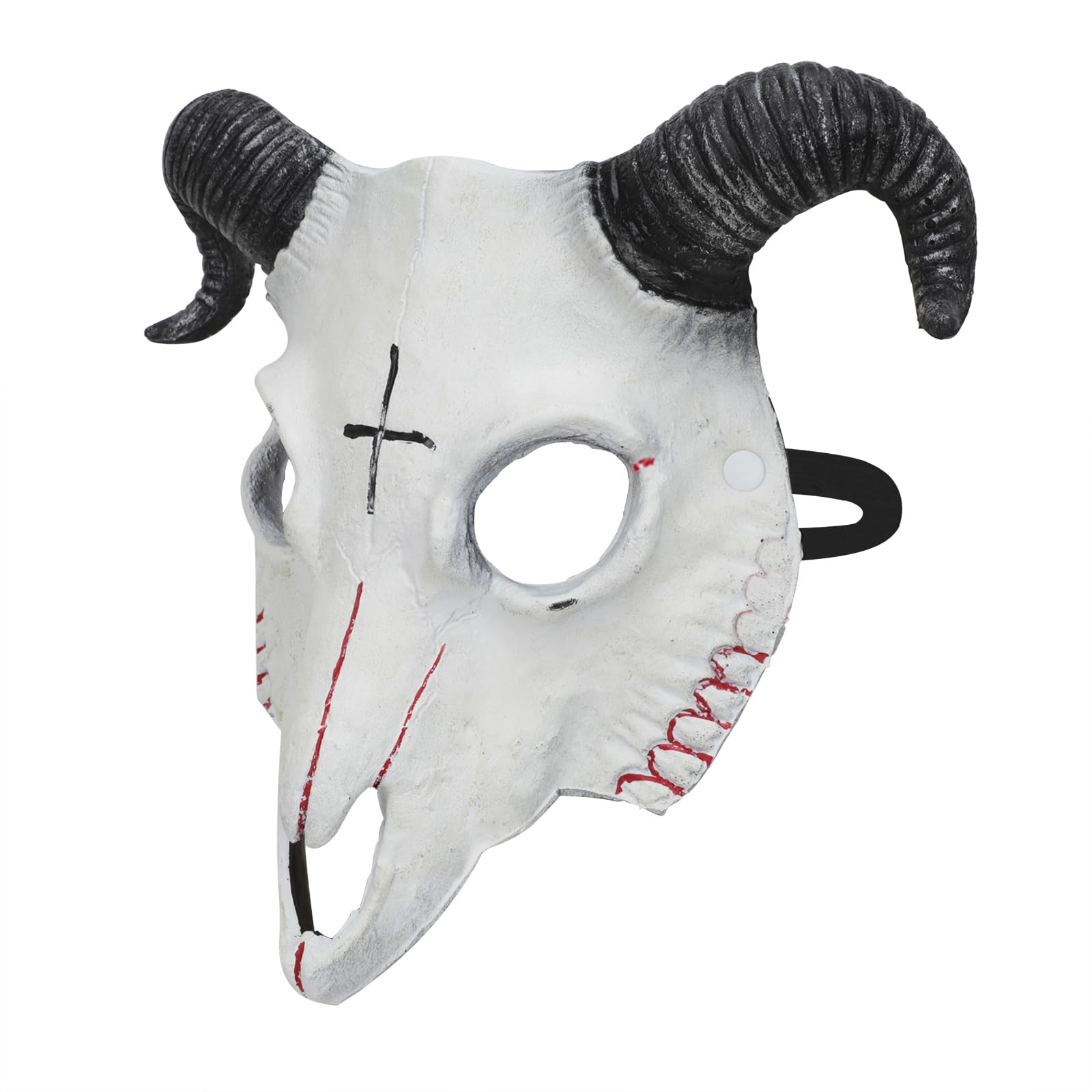 TINAYAUE Unisex Goat Skull Mask Scary Halloween Masks PU Devil Mask for Women Men Lifelike Sheep Horns and Elastic Belt Carnival Animal Theme Party Cosplay Props Stage Performance Costume Accessories - Image 2
