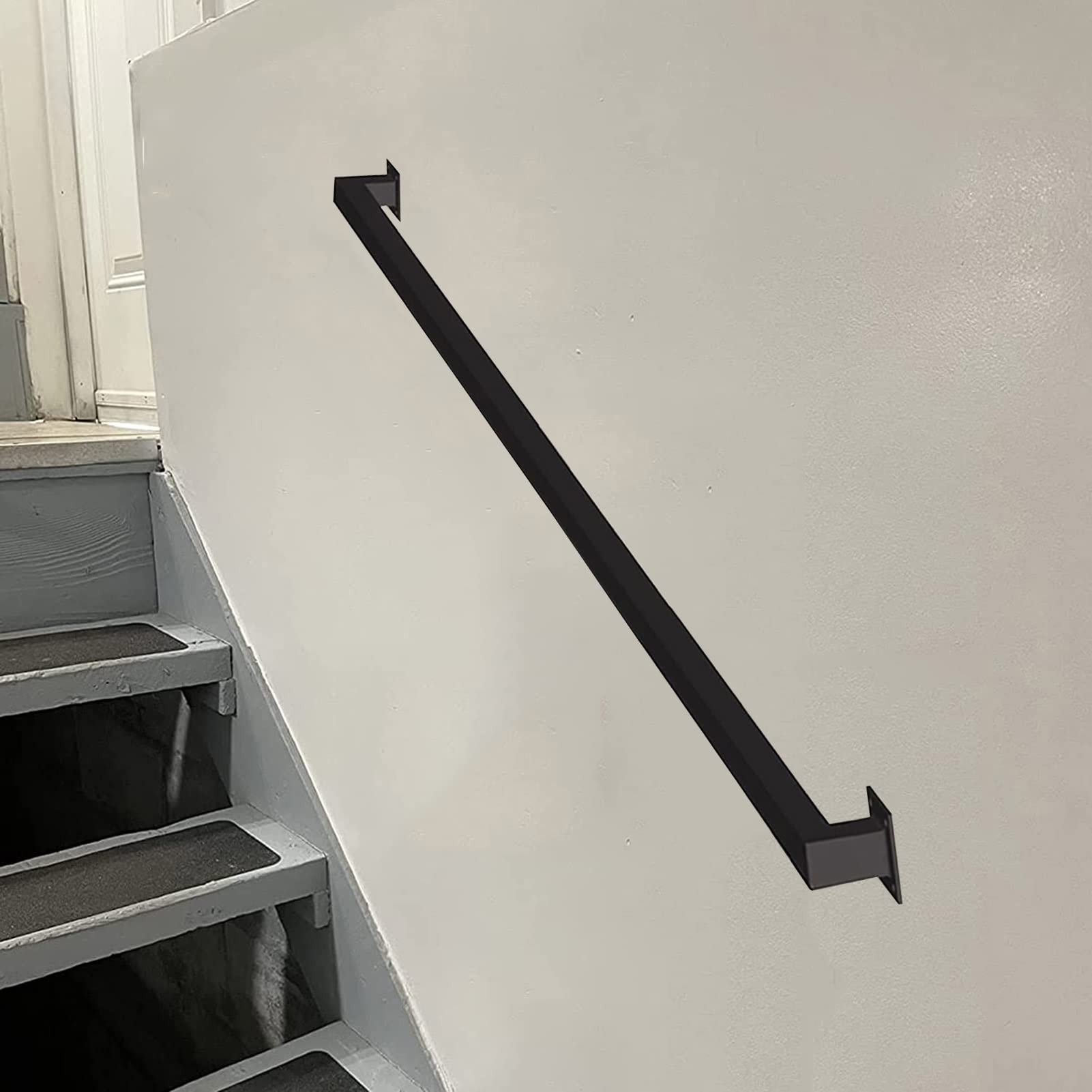 Barre d'appui carrée antidérapante en acier galvanisé avec support mural ultra stable