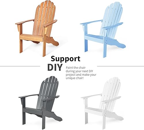 Miniatura 7 de RELAX4LIFE Silla Adirondack, silla Adirondack de madera de acacia, silla de exterior resistente a la intemperie, para patio, jardín, porche,