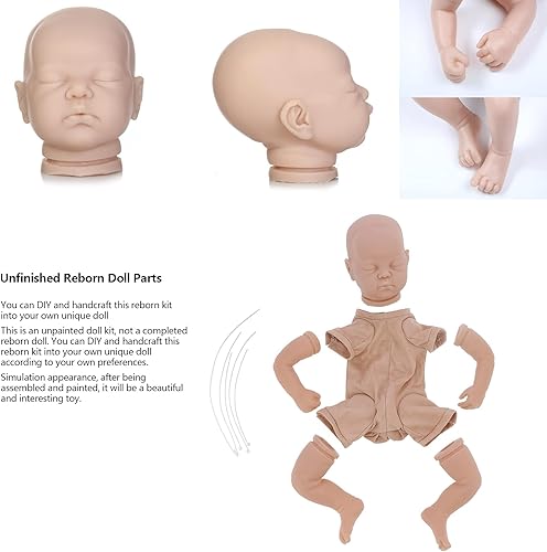 Miniatura 2 de Muñeca Reborn, kit de muñeca Reborn de simulación de 19 pulgadas, accesorios para muñecas de bebé, sin pintar, kit de muñecas de bebé Reborn con