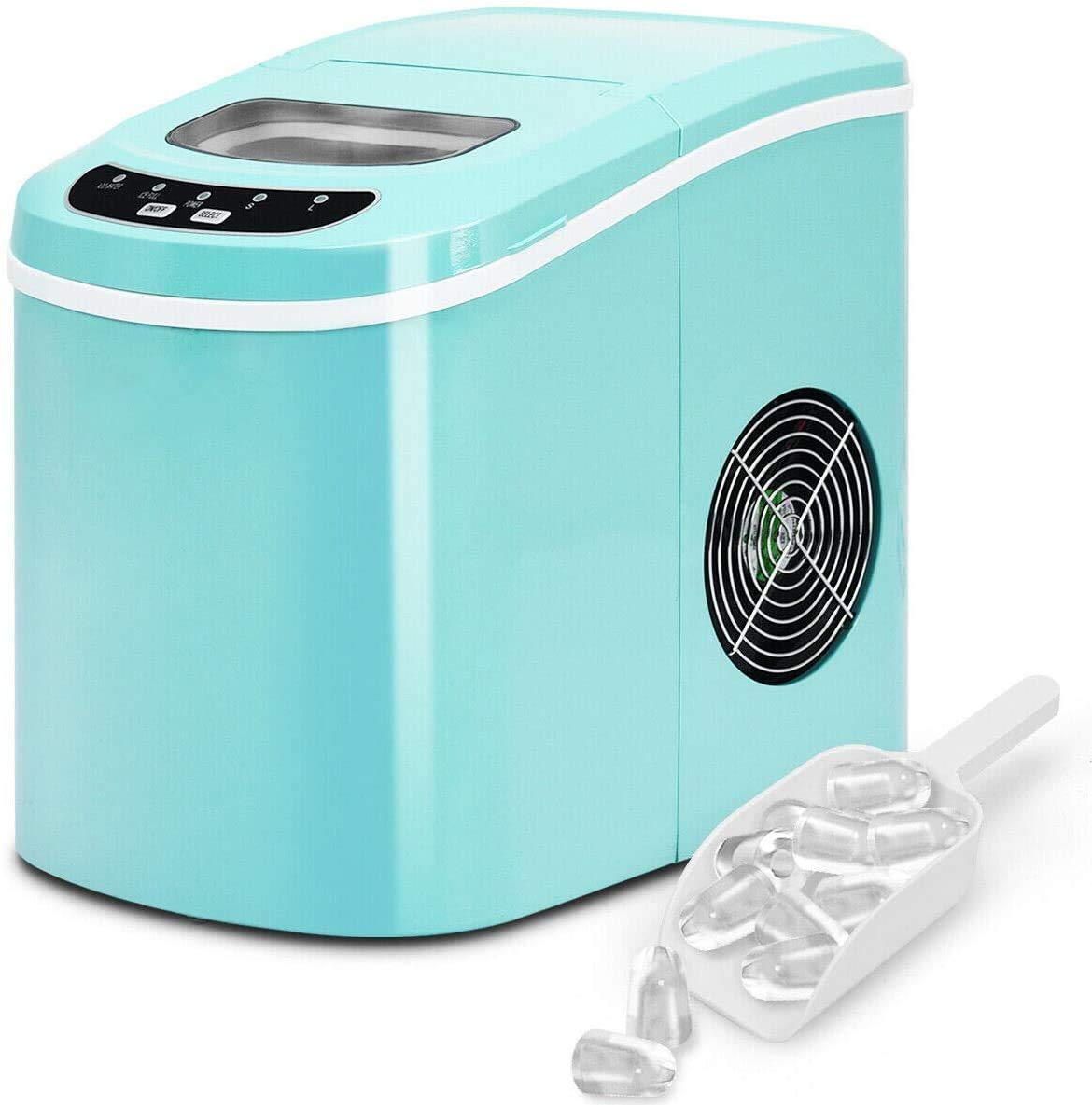 Portable controsoffitto Macchina elettrica Ice Maker, 33 libbre in 24 Ore, 9 Ice Cubes Pronti in 6 Minuti, l'Home Mini Macchina del Ghiaccio con Ghiaccio Scoop e Basket