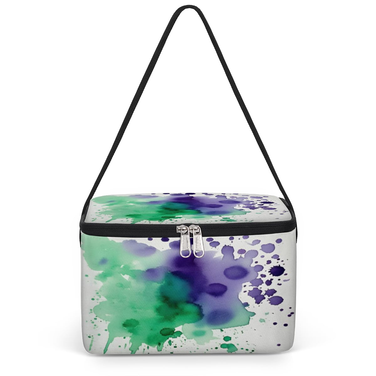 GzLeyigou Colorful Watercolor Lunch Bags for Women Men 9 Cans, Hot & Cold Food Delivery Bag Insulated Grocery Bag Insulated Lunch Box Ink Splashes Cooler Bag for Office Work Picnic Beach