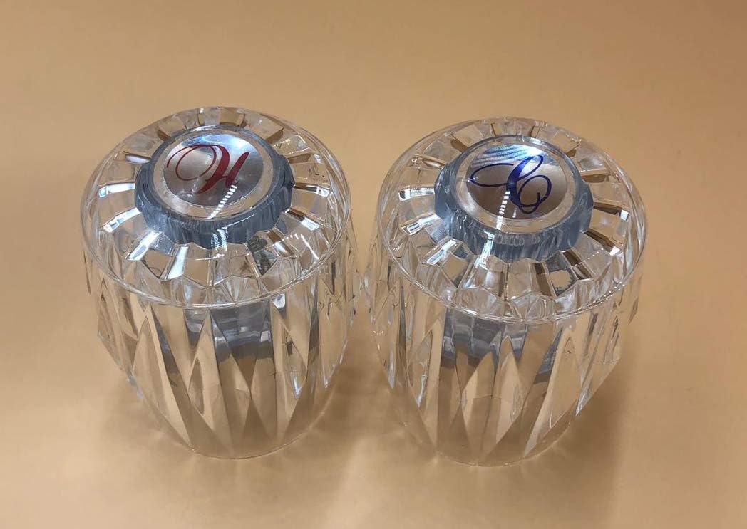 Generic Shower Handles with Adapter fits Most Major Brands, Shower Handles with Adapter - Clear Acrylic, 3" Height D Broach, Universal Fit for Various Faucets, Exact OEM Style Match - Pair