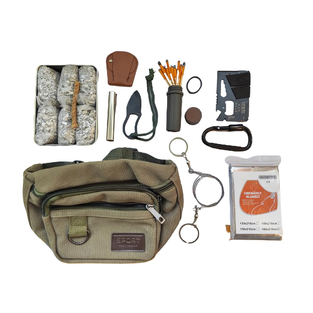 Emergency Fire Starter Magnesium 6 Bags Weather Proof Matches Camping Hiking Bushcraft+1 of Tin Box (Mg_Matches_Tool_Saw_Knife_Blanket_Clip_Bag)