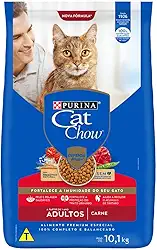 Purina Cat Chow Ração Nestlé Para Gatos Adultos Sabor Carne - 10 1Kg Purina - Sabor Carne