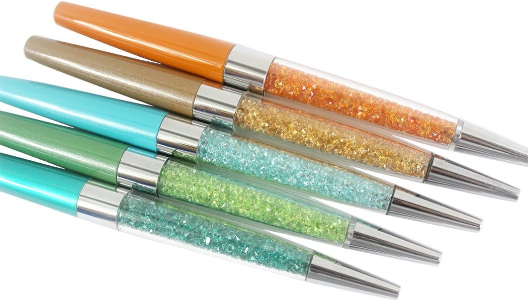 Gullor 5PCS Bling Bling Silm Crystal Diamond Retractable Ballpoint Pen - Style C - Image 5