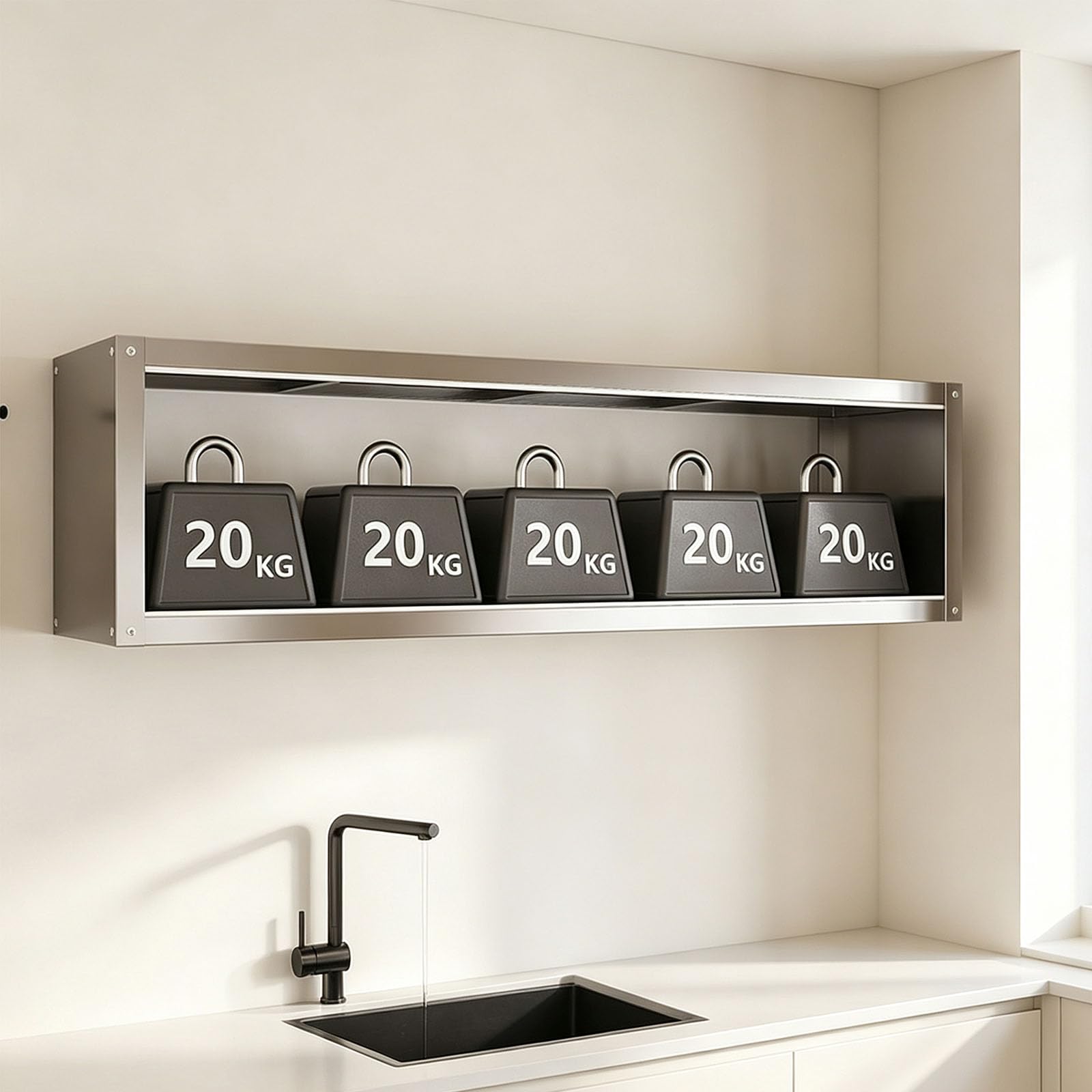 Estante de Almacenamiento para Cocina, Armario Pared Acero Inoxidable con Puertas correderas, Dos Opciones De Instalación Soporta hasta 25 Kg por Estante,Double layer70*30 * 70cm