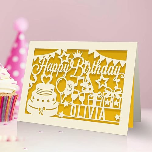 Miniatura 9 de EDSG Tarjeta de cumpleaños personalizada con corte de papel láser, regalo personalizado de cumpleaños, tarjeta terminada a mano, cualquier nombre y