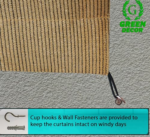 Image of HDPE Fabric 85-90% Sun Blockage & UV Protection Detachable Tab Top Balcony & Outdoor Curtains Temperature Reducing for Window&Door Curtains(Beige Black Color 4.5X5.5 Feet) 1 Piece