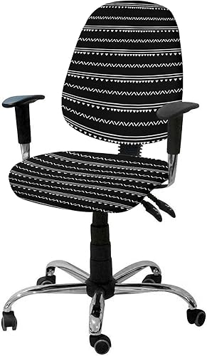 TweetyBed Funda para silla de oficina, estilo bohemio, color blanco y negro, elástica, universal, para silla de computadora, diseño de rayas