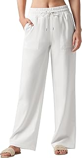 Sponsored Ad - Willit Women Linen Pants Wide Leg Casual Palazzo Pants Cotton Linen Lounge Beach Summer Pants with Pockets ...