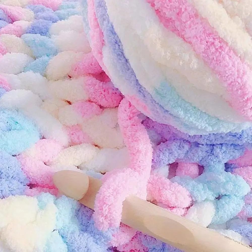supermiękka gruba przędza, Włóczka Chunky Chenille 250g do robienia na drutach i szydełkowania, wielokolorowa(1)