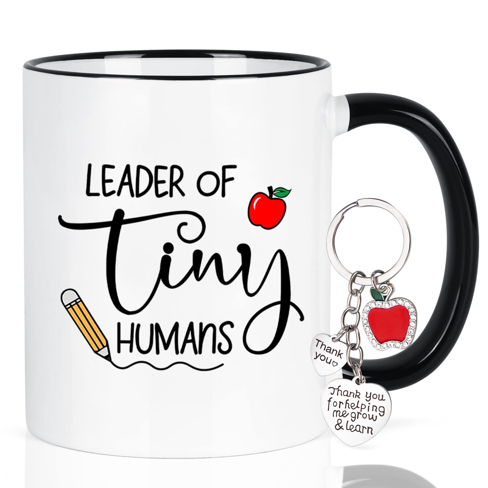 YHRJWN - Teacher Appreciation Gifts, Leader of Tiny Humans Coffee Mug, Gifts for Teacher, Daycare Teacher Gifts, Novelty Christmas Birthday Gifts for Kindergarten Daycare Teacher 11 Oz with Keychain