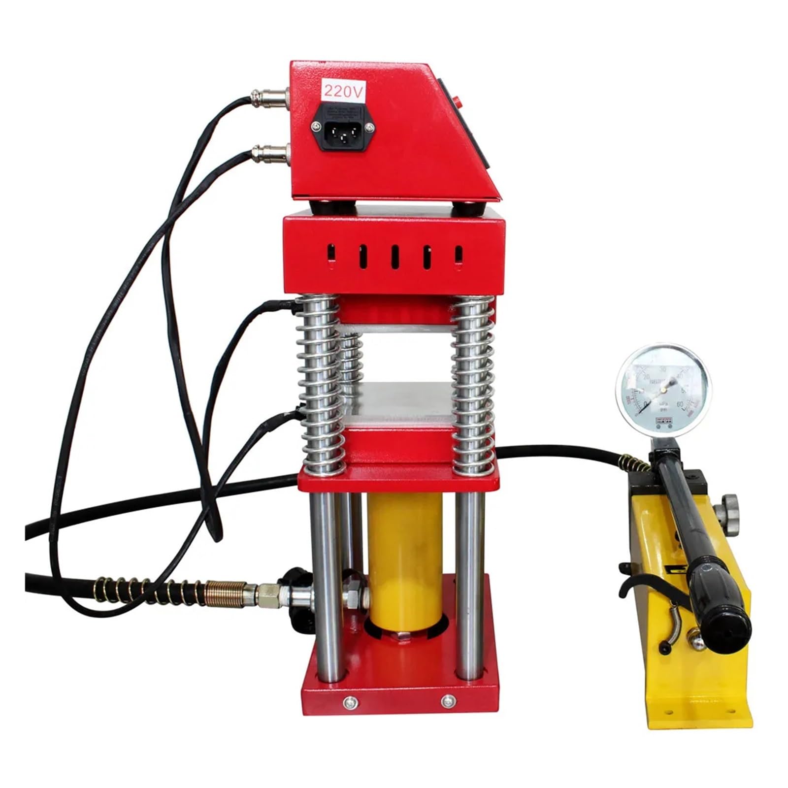 Prensa de calor, Máquina hidráulica de prensa colofonia 15 toneladas, AR1701 800W 4,7x4,7 pulgadas, herienta profesional extracción cera aceite con placas calefactoras duales