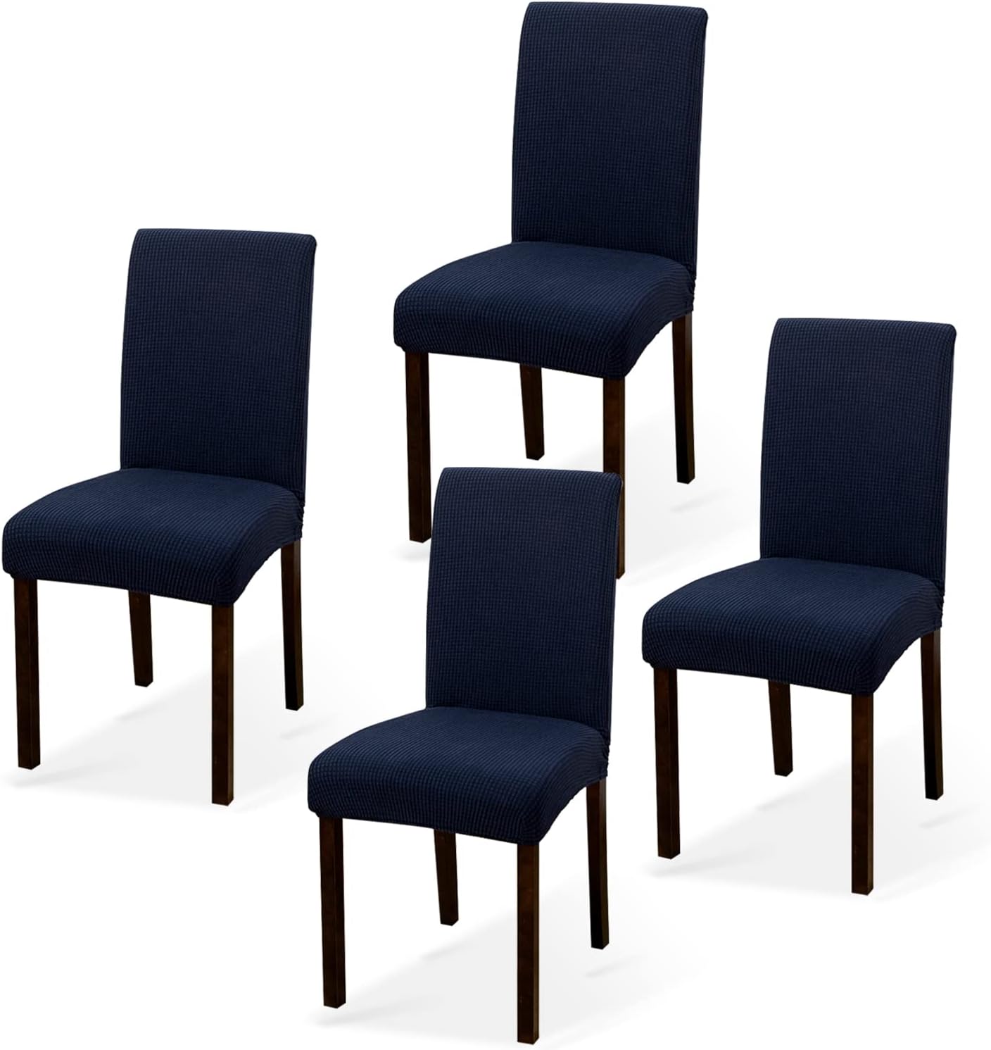 Argstar 4 Pack Jacquard Dining Chair Covers, Stretch Armless Chair Slipcover for Dining Room Seat Cushion, Spandex Kitchen Parson Chair Protector Cover, Removable & Washable, Jacquard Navy Blue