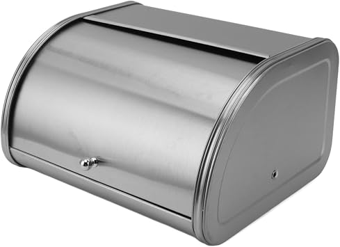 Stainless Steel Bread Box, Bread Box Exquisite Appearance Small Flat Side Metal Metal Bread Box for Storing Bread, Pastries, Donuts, Cookies Frosted