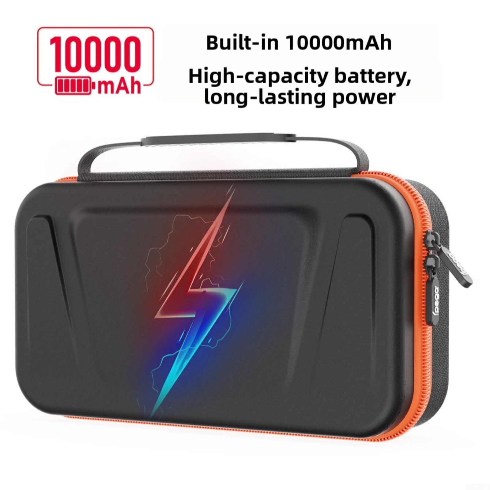 Custodia da viaggio per Nintendo Switch 2 con power bank da 10000 mAh, guscio rigido in EVA con porta di ricarica, contiene 12 carte da gioco, archiviazione portatile per gaming on go, nera