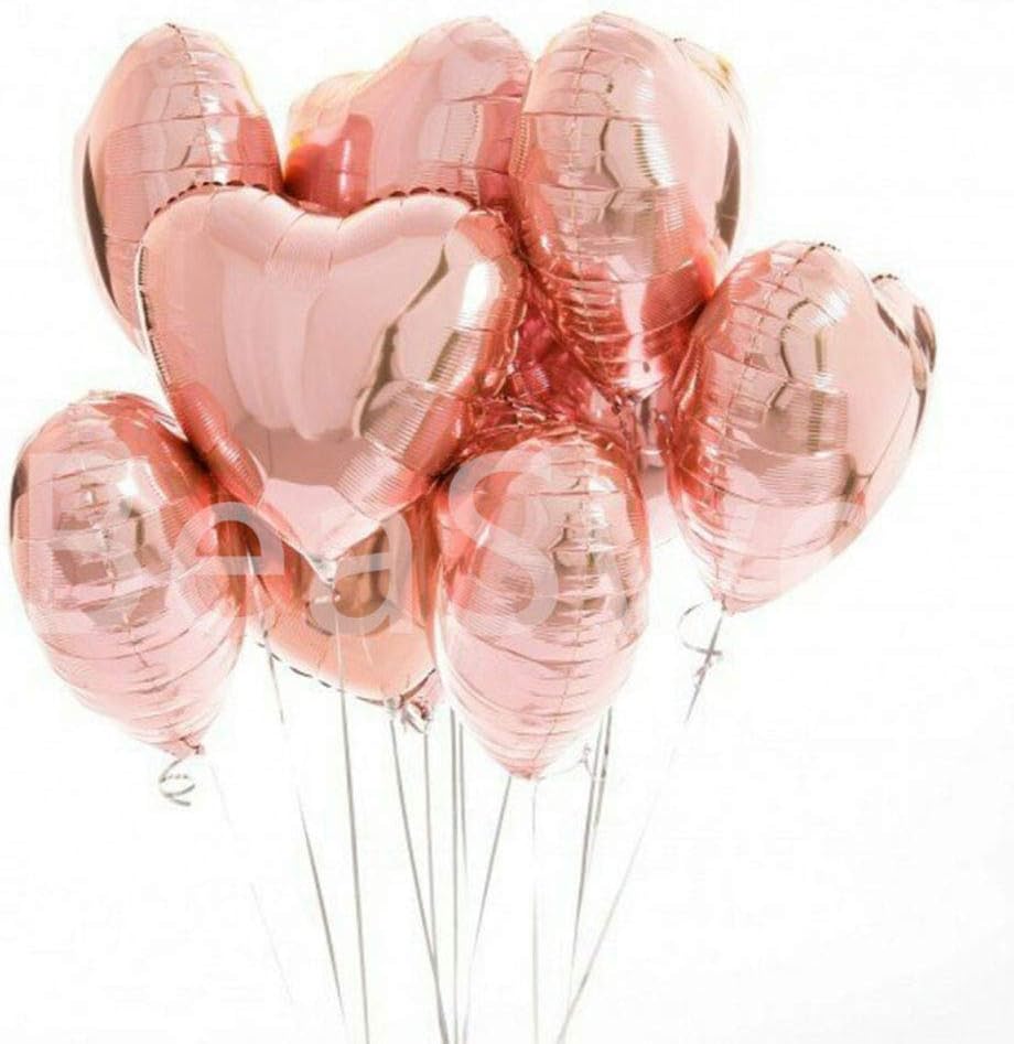 20pcs 18inch Rose Gold Heart Balloons - Heart Shaped Foil Love Balloons for Wedding Decoration, Parties & Birthdays
