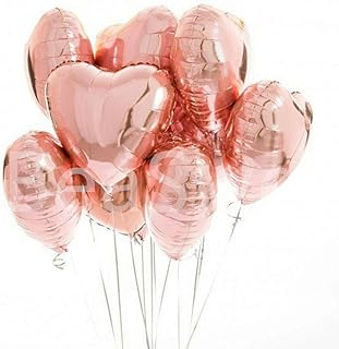 AnnoDeel 20 pcs 18inch Rose Gold Heart Balloons, Heart shaped Balloons foil Love Balloons for Wedding Decoration Party Balloons Birthday