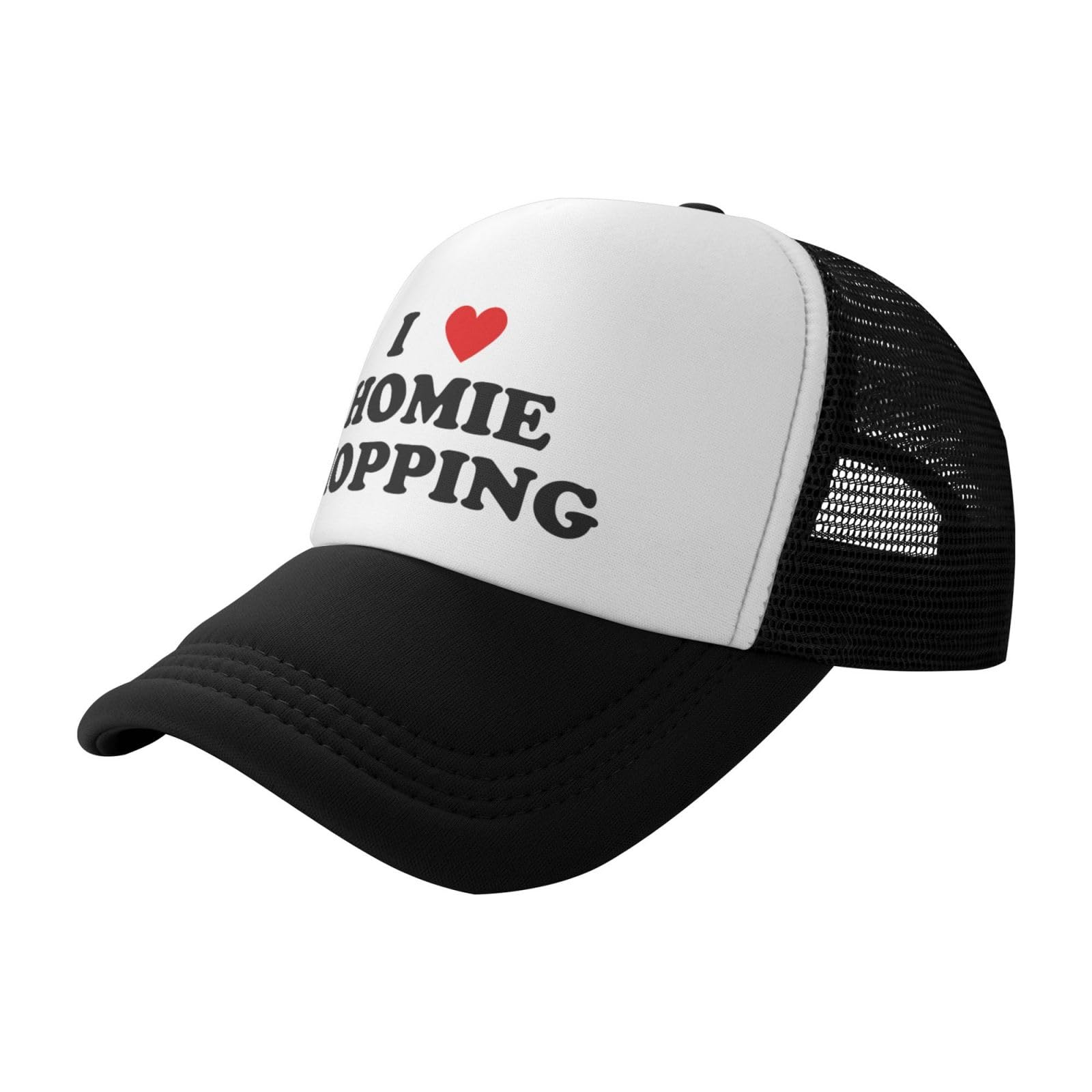 BuxtomI Love Homie Hopping Funny Adjustable Mesh Trucker Hat for Adults Unisex Classic Hats Fishing Caps Black