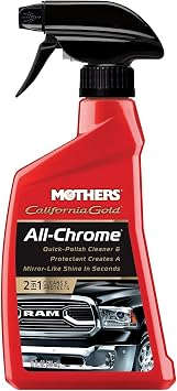 Mothers California Gold All-Chrome, 12 oz. Cleans & Polishes Chrome, PVD & Chromed Plastics, Removes Fingerprints, Bugs, Water Spots & Smudges, Leaves a Brilliant Shine & Protective Barrier 05222