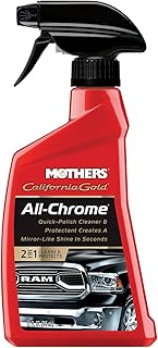 Mothers California Gold All-Chrome, 12 oz. – Cleans & Polishes Chrome, PVD & Chromed Plastics, Removes Fingerprints, Bugs, Water Spots & Smudges, Leaves a Brilliant Shine & Protective Barrier (05222)