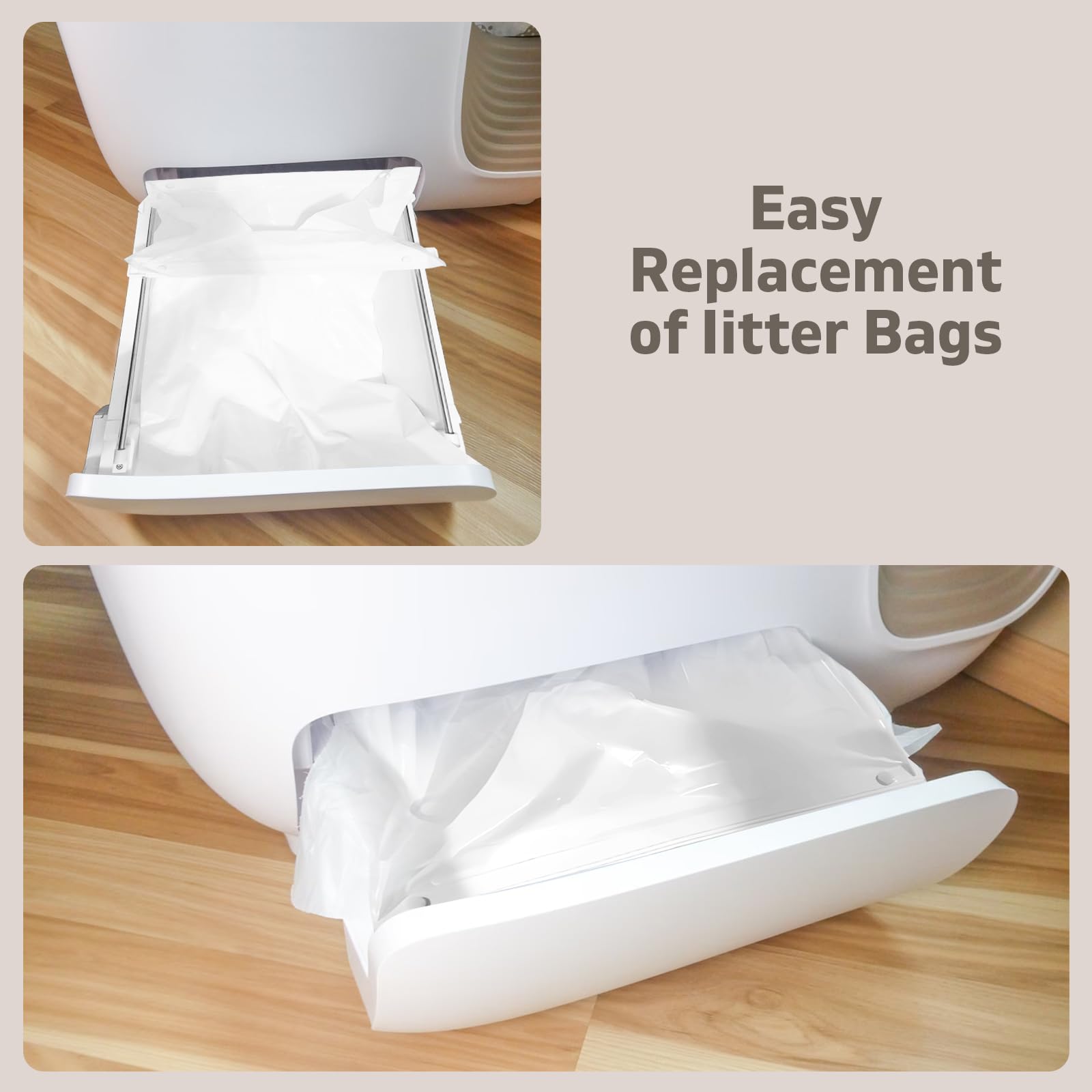 Paquete de 100 bolsas de arena para gatos para PetSnowy Snow+ caja de arena para gatos, resistente a desgarros y fugas, bolsas de basura autosellantes para cajones de residuos para PetSnowy (100)