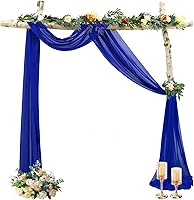 Vista 8 de MODFUNS Arco de boda rojo 18 pies, 2 paneles de cortinas de arco de boda, cortinas transparentes para telón de fondo, cortinas rojas de gasa