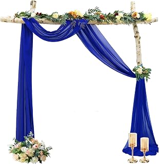 MODFUNS Chiffon Wedding Arch Drape Royal Blue Chiffon Sheer Drapes Curtain Backdrop 6 Yards 1 Panels Tulle Ceiling Curtains Unique Sheers Archway Drapery for Wedding Banquet Stage Swag Decoration