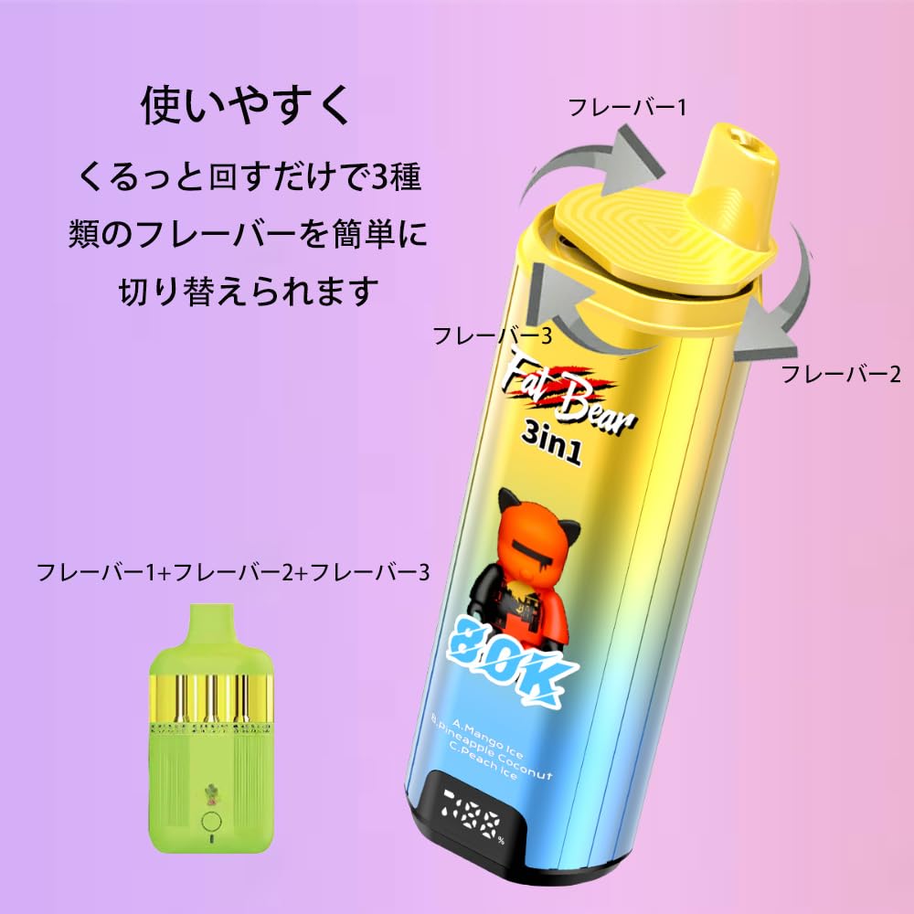 Amazon | 【3in1フレーバー 80000回】電子タバコ 使い捨て 持ち運び