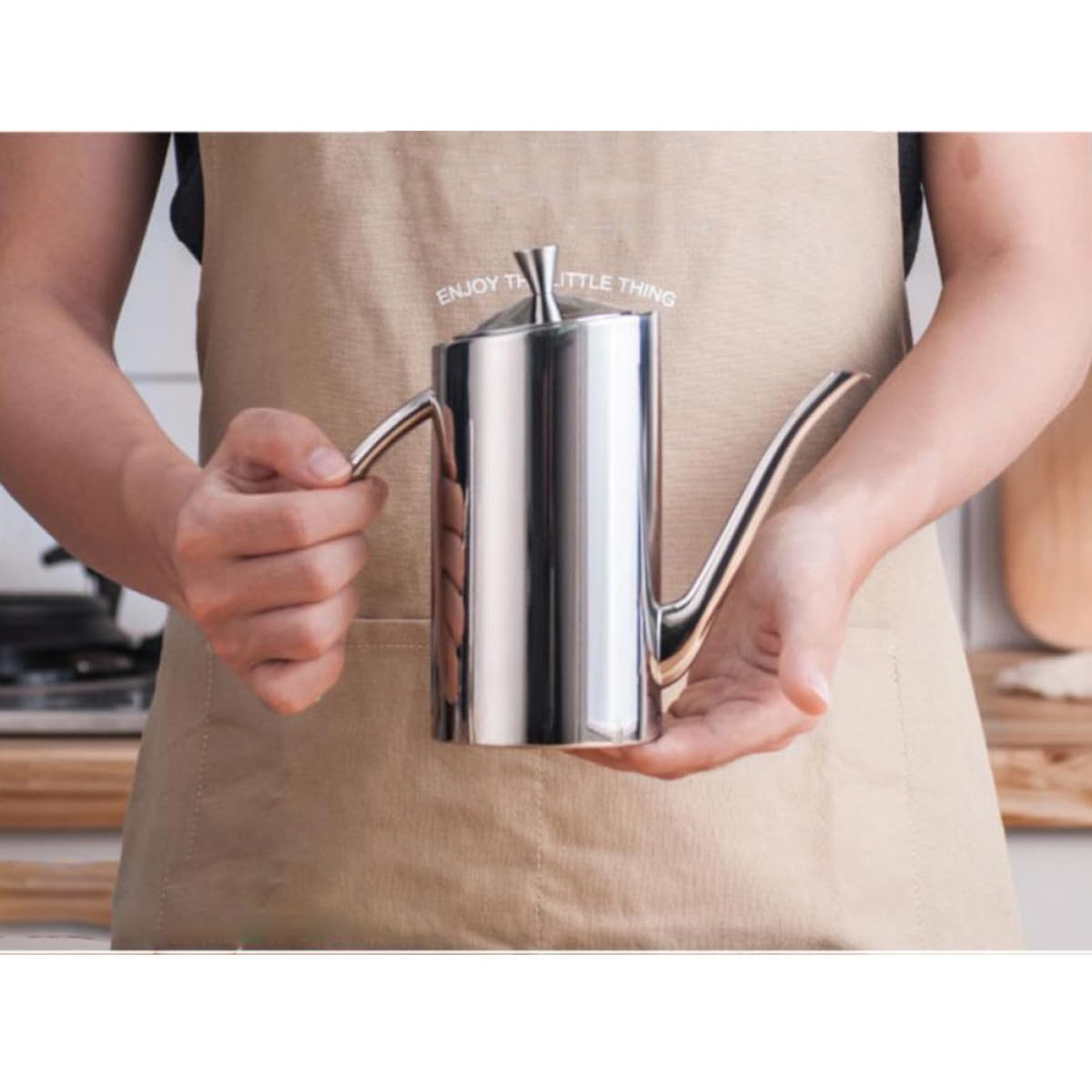 KICHOUSE Dispenser di Olio in Acciaio Inossidabile da 500ml, Bottiglia Antigoccia Controllo Olio per Cucina e Ristorante