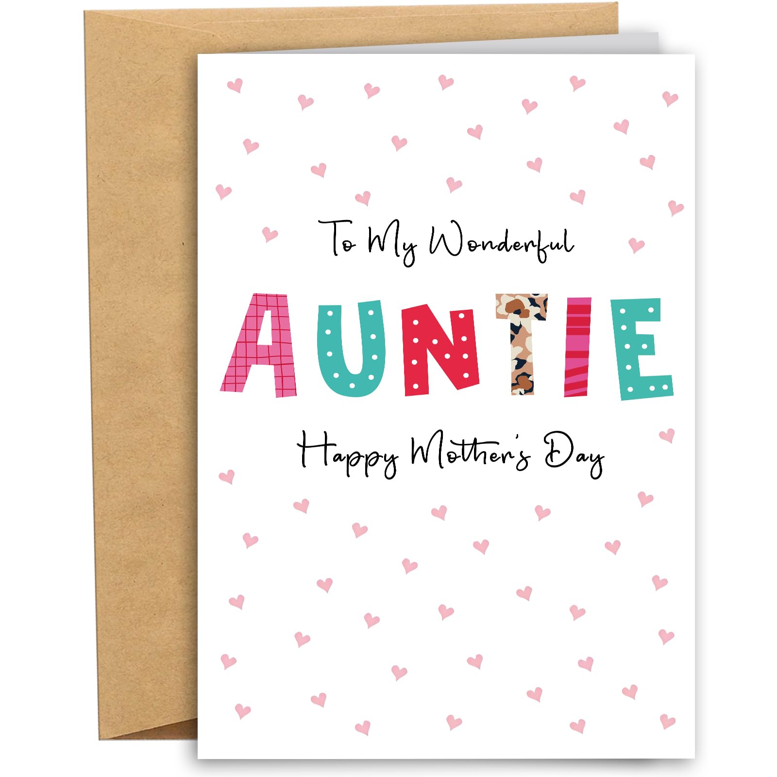 RYYike Sweet Mother's Day Card for Auntie, Funny Mothers Day Gift from Nephew Niece, Cute Mother's Gift for Aunt, To My Wonderful Auntie Card