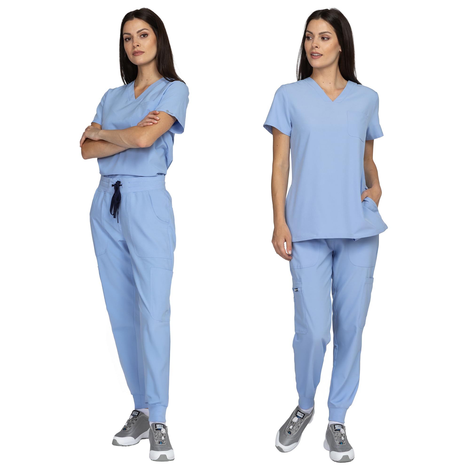 B-well NAOMI Uniforme médico para mujer con casaca y pantalón | Ropa sanitaria elástica, cómoda y profesional