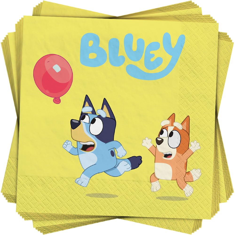 Servilletas Bluey tematicas para fiestas infantiles, celebraciones y almuerzos en pack