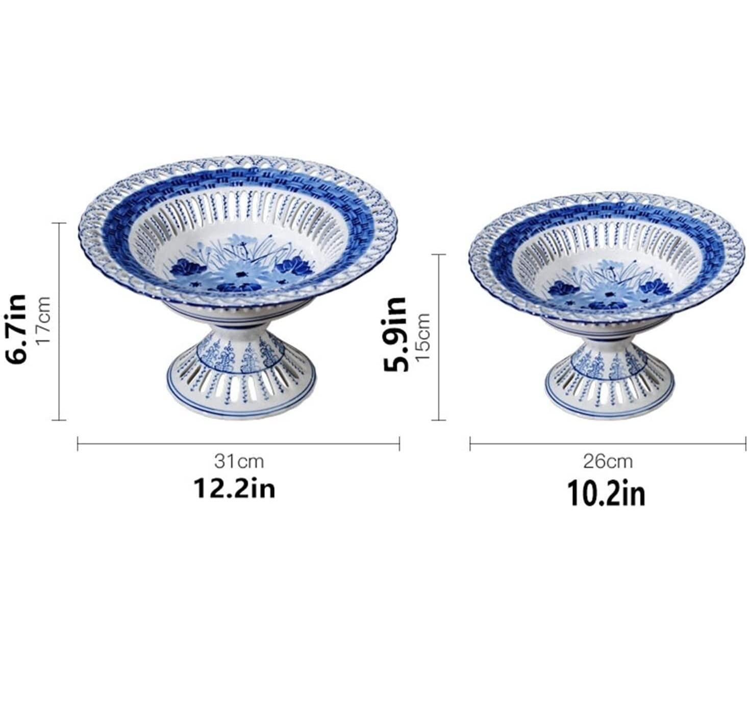 Patera na Owoce Miska na Owoce Kosz na Owoce Ceramiczny Pusty Talerz Na Owoce Chińska Okrągła Porcelana Miska Na Cukierki Danie Na Owoce Dekoracja Wnętrz Stojak na Owoce Koszyk Na Owoce (Color : A,