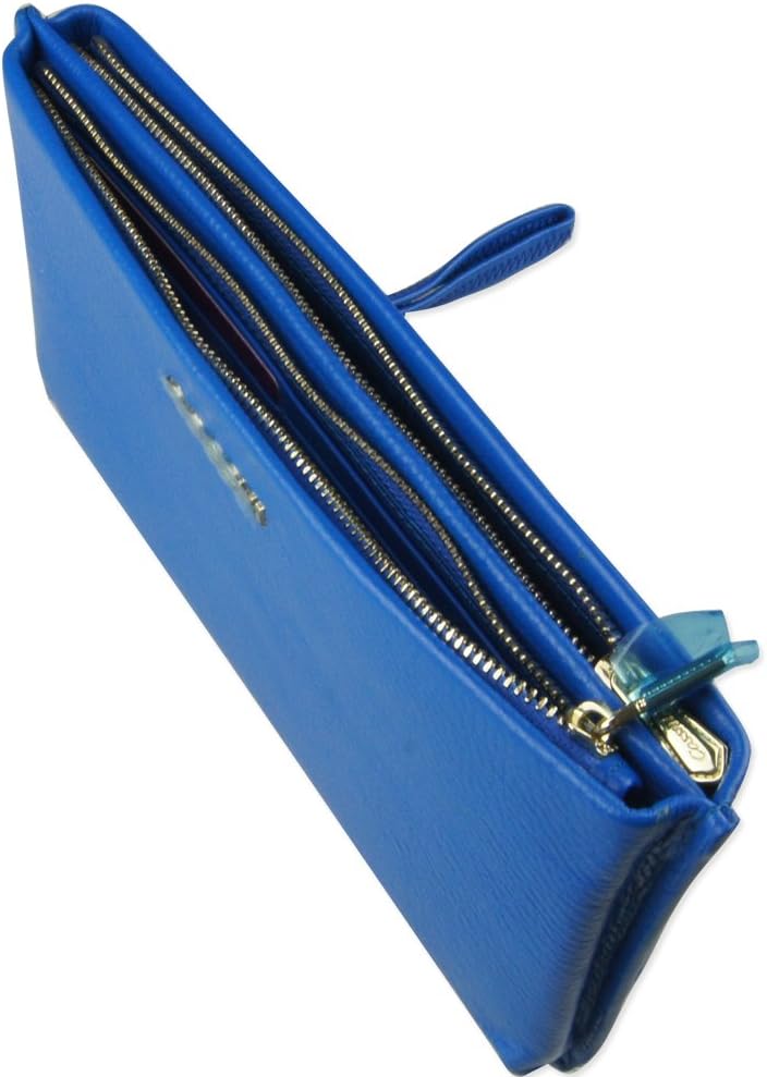 Cossni Genuine Leather Women Long Zip Wallet Wristlet Handbag card holder clutch purse(Blue)