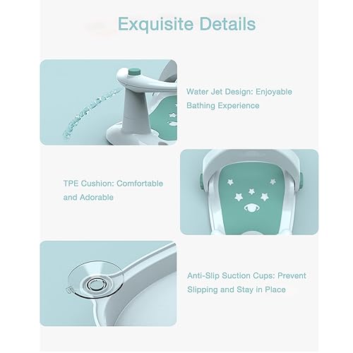 Miniatura 3 de PandaEar Asiento de baño para bebé, silla de bañera para bebé, asiento de ducha con ventosas antideslizantes y respaldo ajustable para bebés de 6