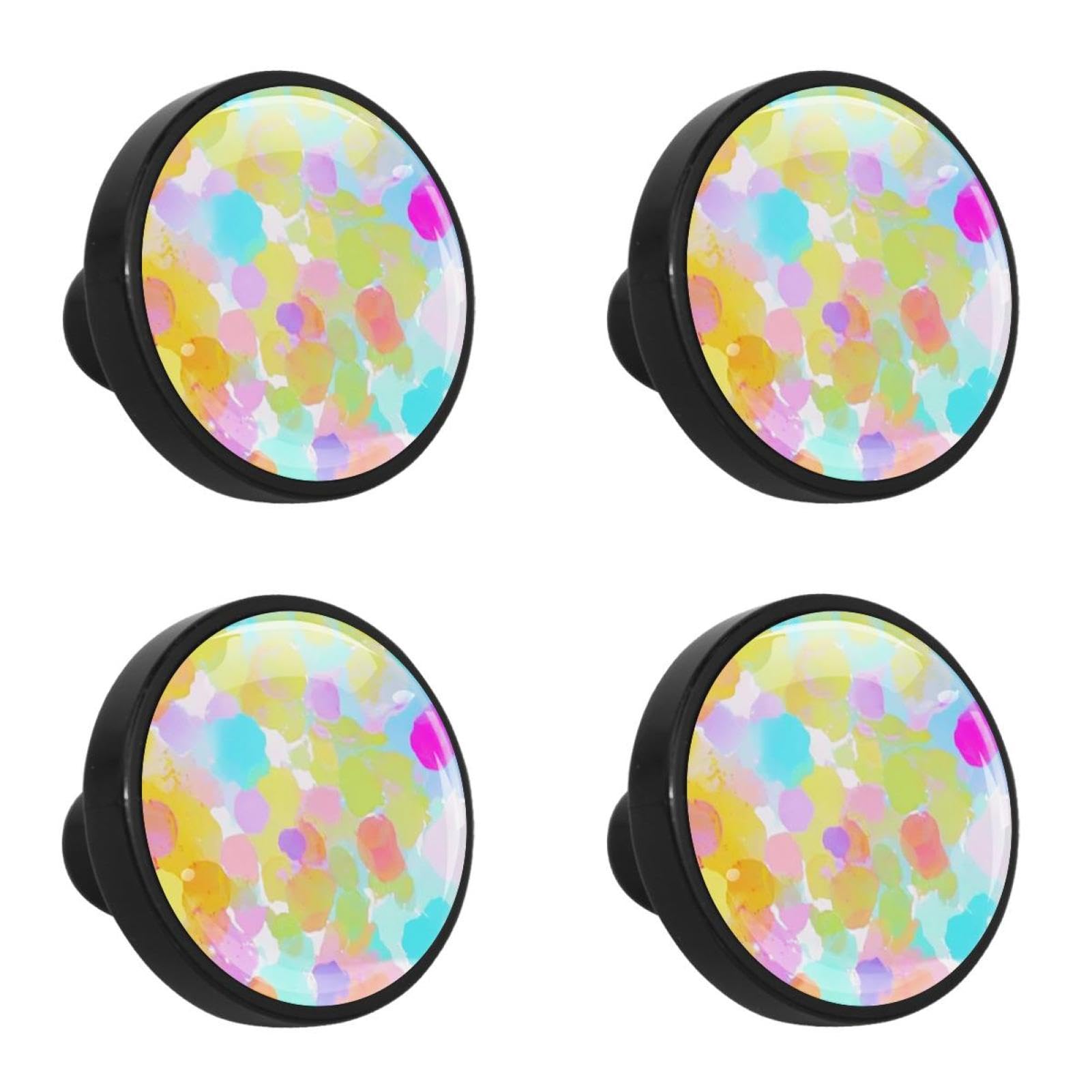 NUEAHEDN 4 Pieces Dresser Knobs for Drawer Tie Dyeing Art Kitchen Cabinet Knobs Round Door Pull Handle for Home Nursery Furniture Cupboard