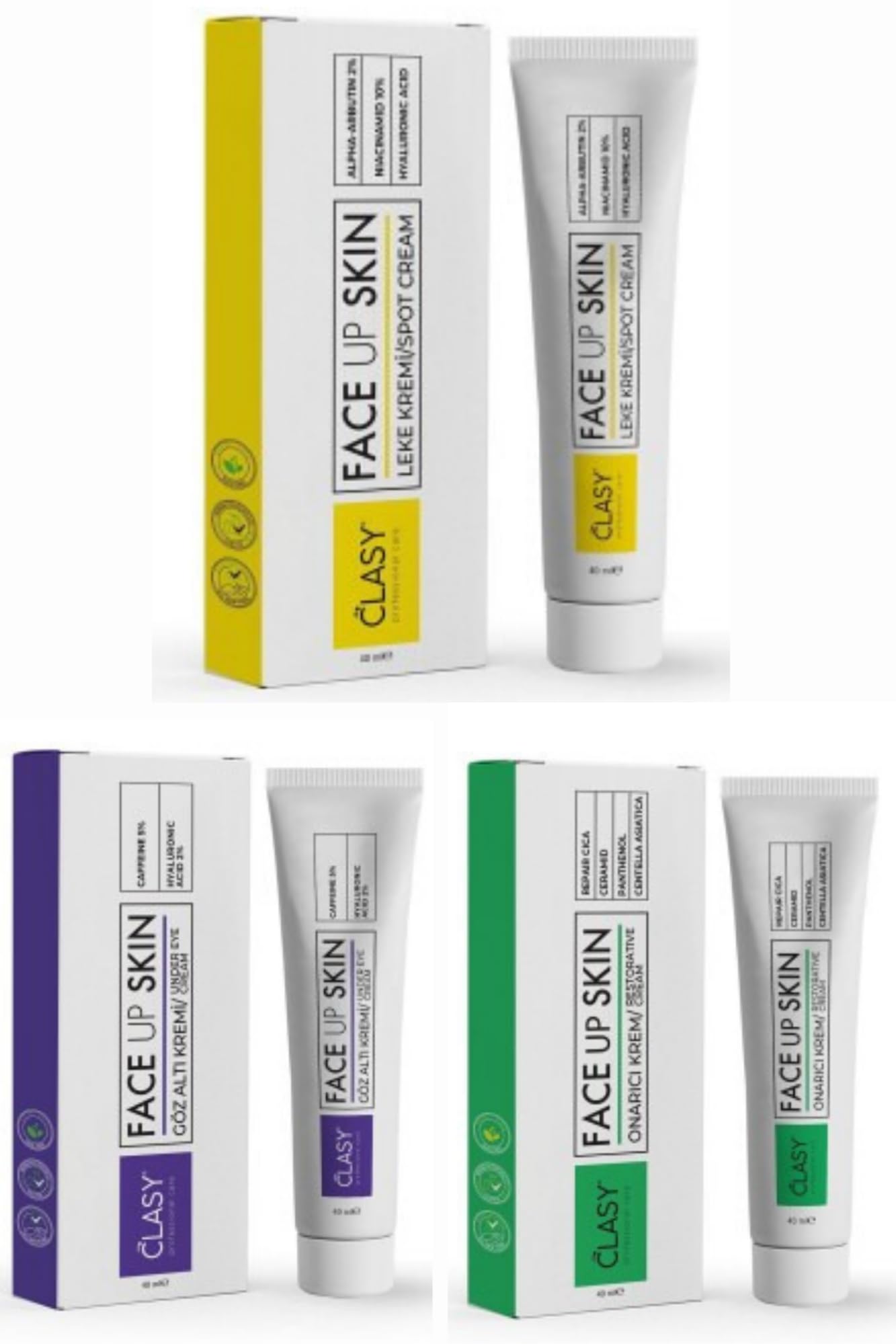 Face Up Skin 3 w 1 zestaw do pielęgnacji skóry – Dark Spot, krem pod oczy i krem regenerujący (40 ml każdy) – codzienne nawilżanie i pielęgnacja skóry