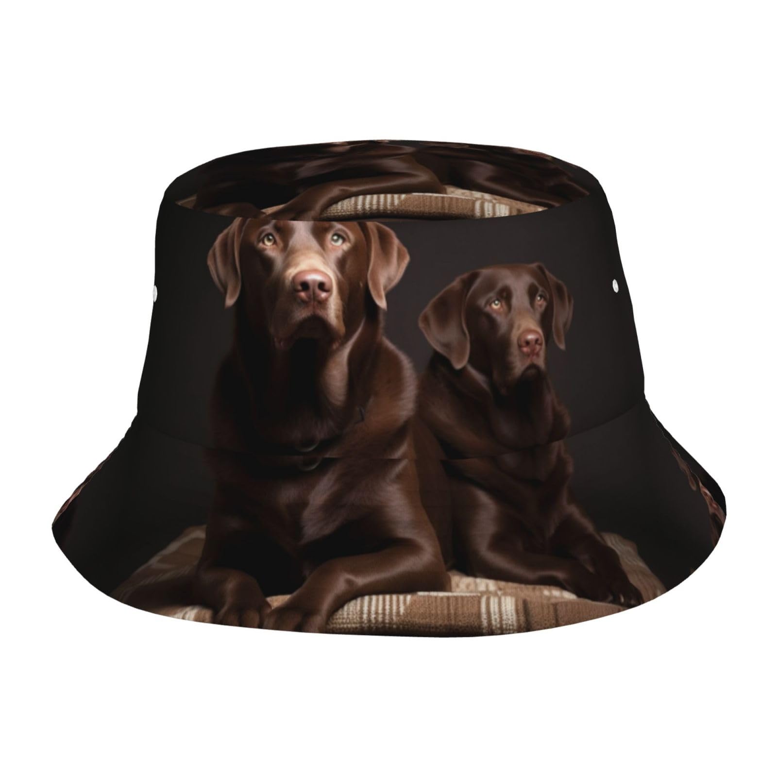 Unisex Cute Bucket Hat Summer Travel Fisherman Cap Brown Labrador Retriever Beach Travel Sun Hat Outdoor Cap
