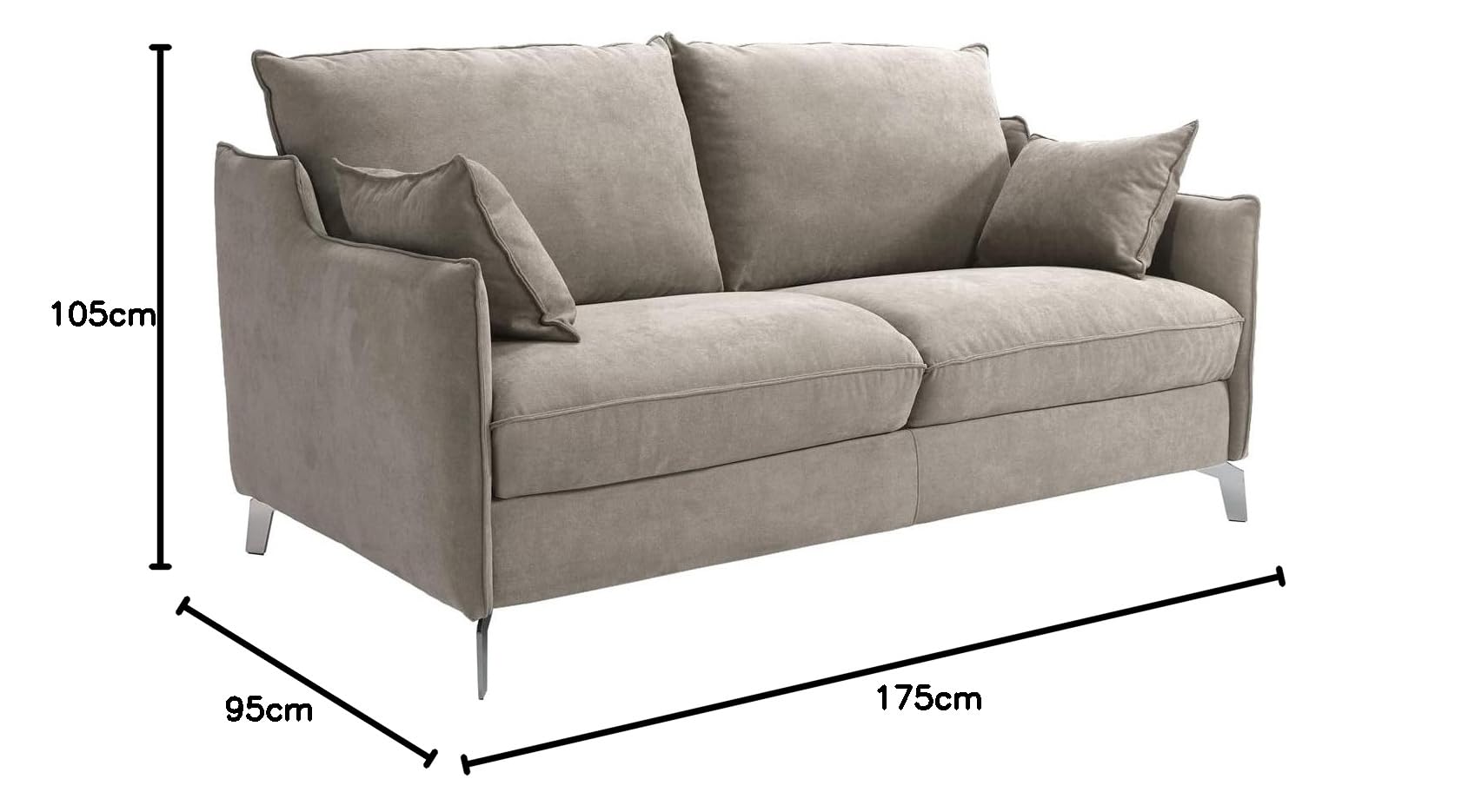 Divano Letto SILVIO 3 Posti Struttura in Metallo e Legno Imbottitura in Gomma di Poliuretano Rivestimento in Tessuto Rete ad Apertura Rapida Materasso 140x190cm H14cm Colore: Camel