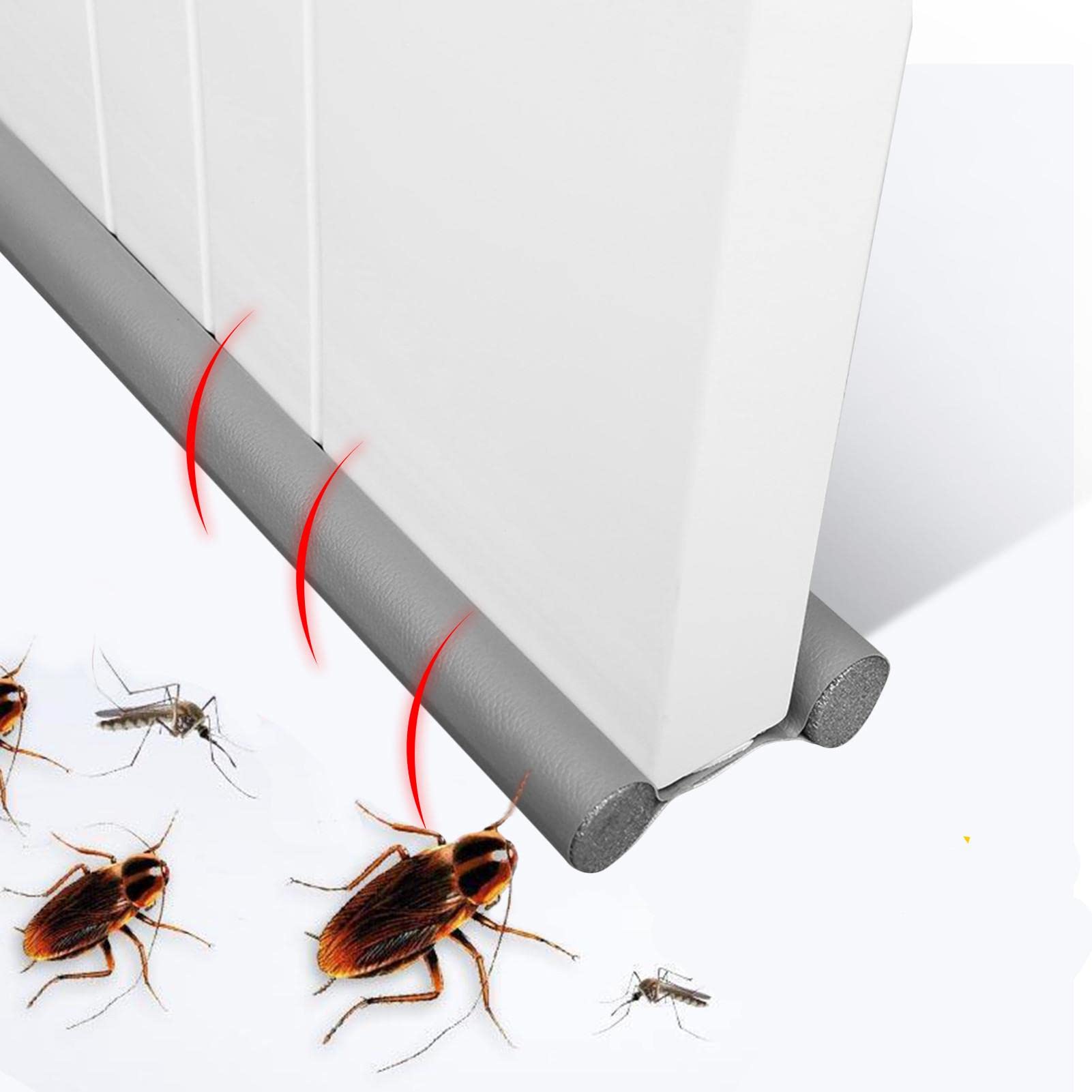 Under Door Draft Stopper | Windproof Gap Blocker | Twin Under Door Sweeps for Interior Doors | Bottom Weather Stripping | Sound Blocker | Adjustable Foam | Removable and Washable