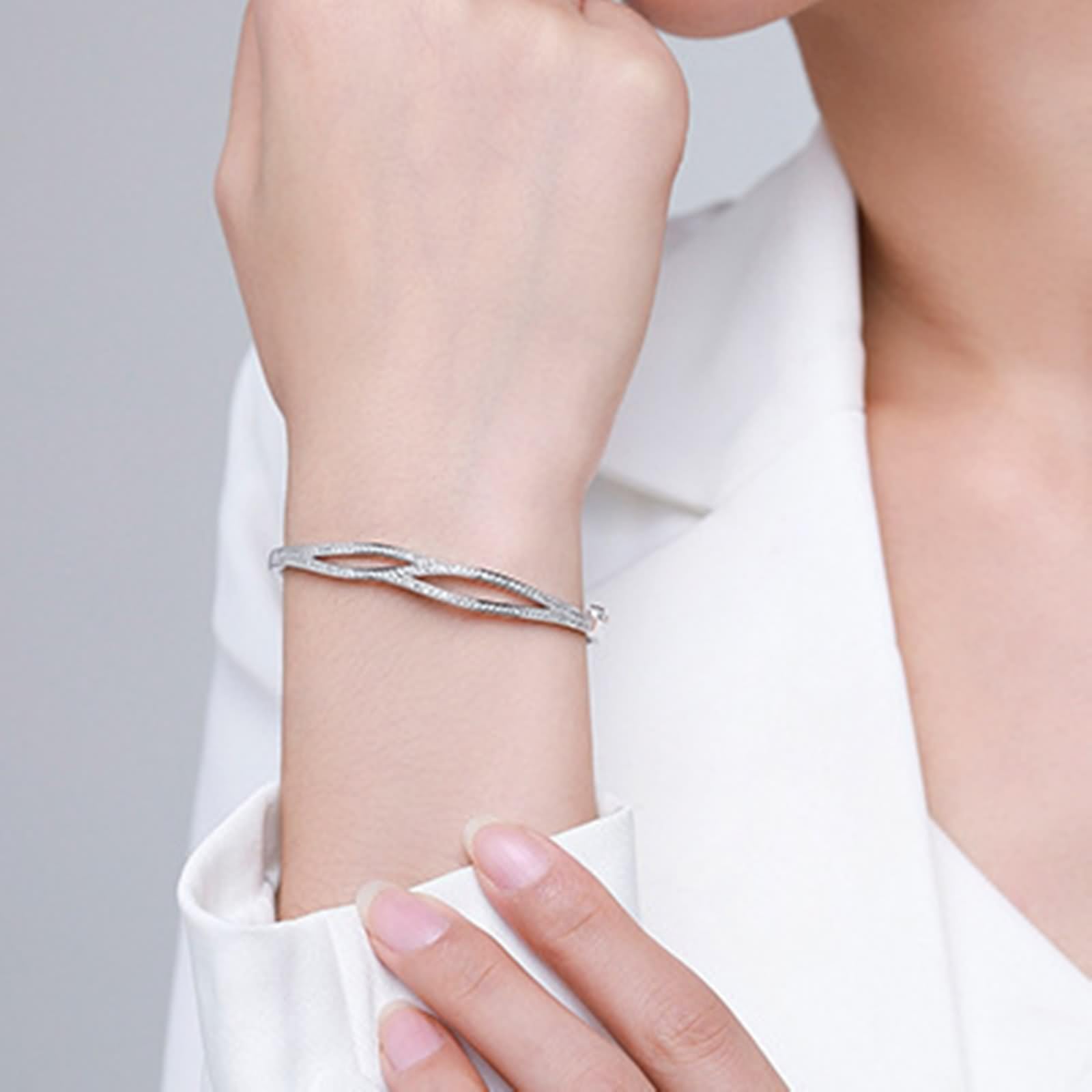 Pulsera de madre e hija, pulseras para mujer, cruz de doble capa con moissanita redonda, oro blanco y platino 950